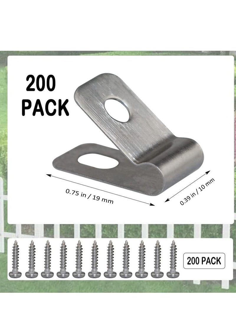 SYOSI Wire Fence Clips 200 Pcs Stainless Steel Fence Wire Clamps with Screws Metal Cord Clamp for Mount 12-16 Gauge Welded Wire to Wood Metal Fencing Tube Wire Cord Installation  - Image 2