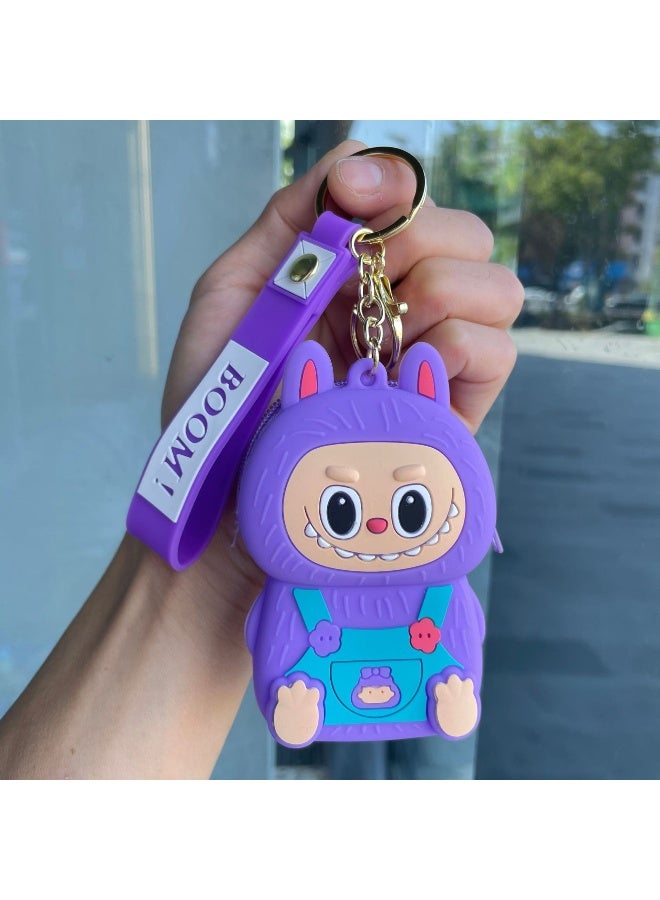 NIBEMINENT LABUBU Silicone Coin Purse Keychain, Cute Mini Wallet, Cartoon Coin Purse Headphone Bag Gift 