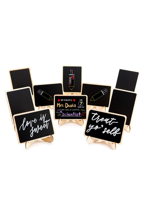 Mini Chalkboards Signs, Small Rectangle Blackboard, with Easel Stand, Table Number Message Board for Weddings, Birthday, Signs Event Decorations(10 Pcs)