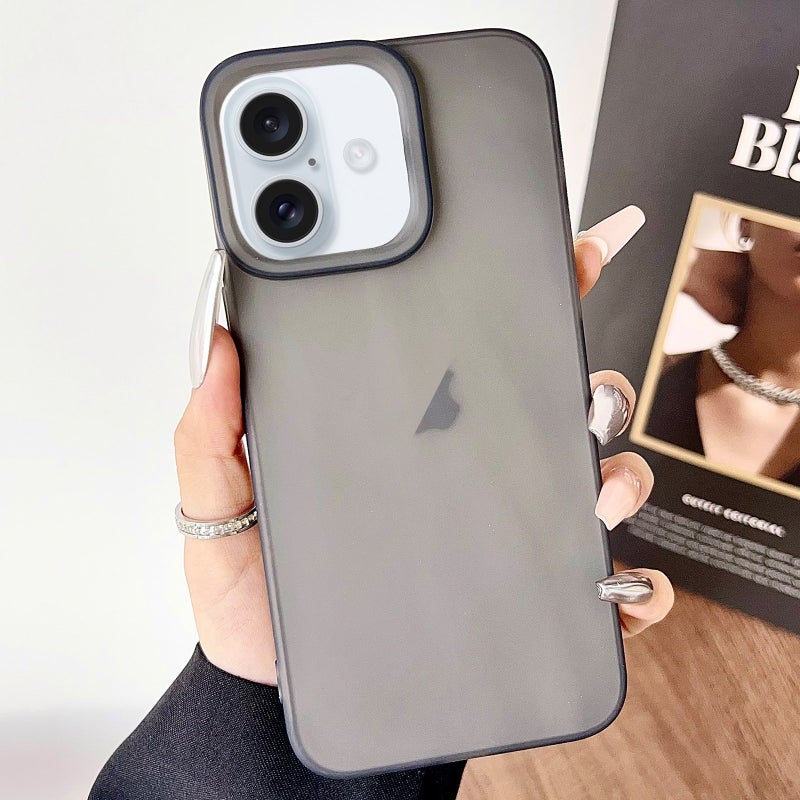 HuHa Protective Cover For iPhone 16 Frosted Translucent TPU Full Coverage Phone Case(Black) - Image 1
