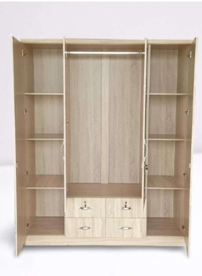 SULSHA 4 Door Wooden Wardrobe Cabinet Cupboard Engineered Wood Perfect Modern Stylish Heavy Duty  - Image 2