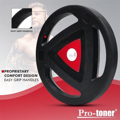 Protoner Rubber-Coated Metal Integrated 30 mm & 50 mm Olympic Barbell Rubber weight plates, Diameter | Rubber Weight | Spare Gym Weightlifting Platesl, Black and Red (30 mm, 5 kg(2.5kg x 2)) - Image 3