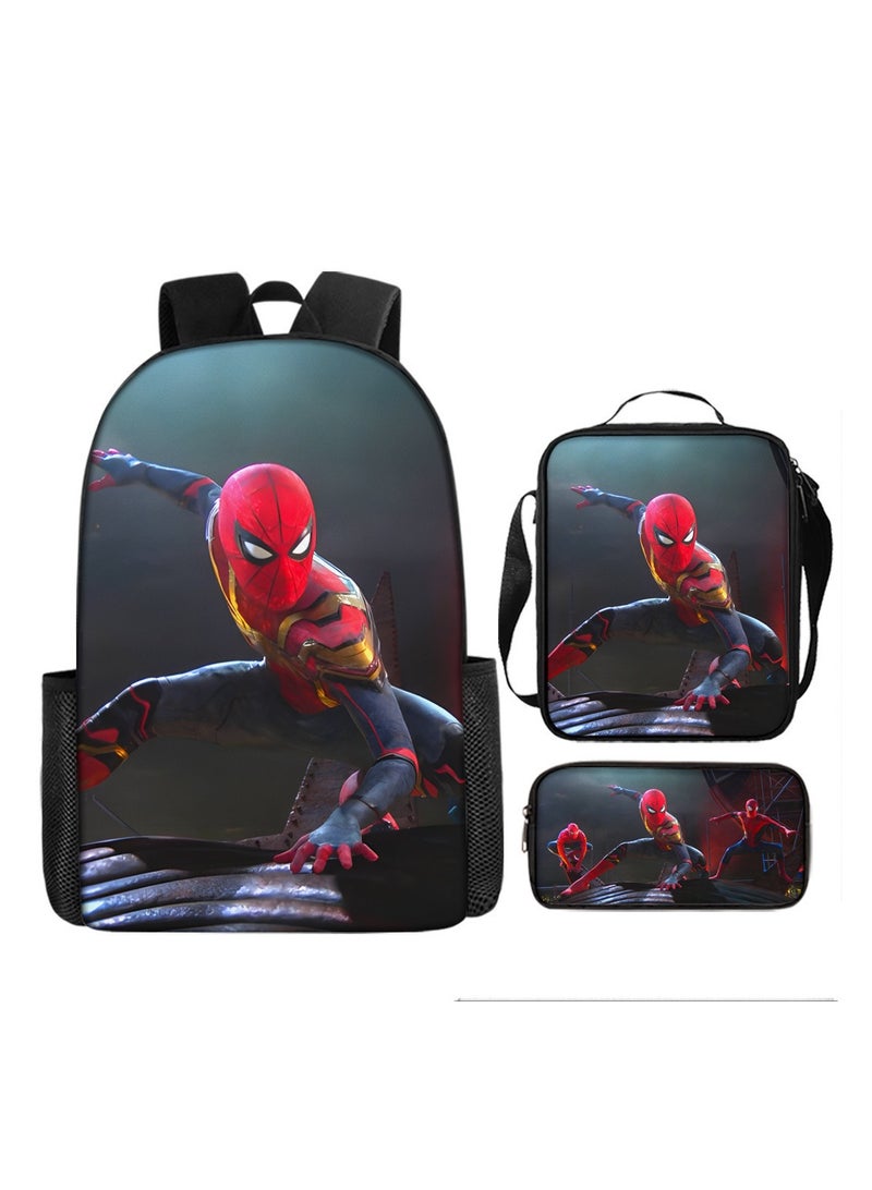 حقيبة ظهر مدرسية للأطفال بطباعة رقمية من الرسوم المتحركة Spider-Man مقاس 29*16*42 سم + حقيبة كتف مقاس 19*6*23 سم + حافظة أقلام مقاس 24*7*11 سم مجموعة من ثلاث قطع - Image 1
