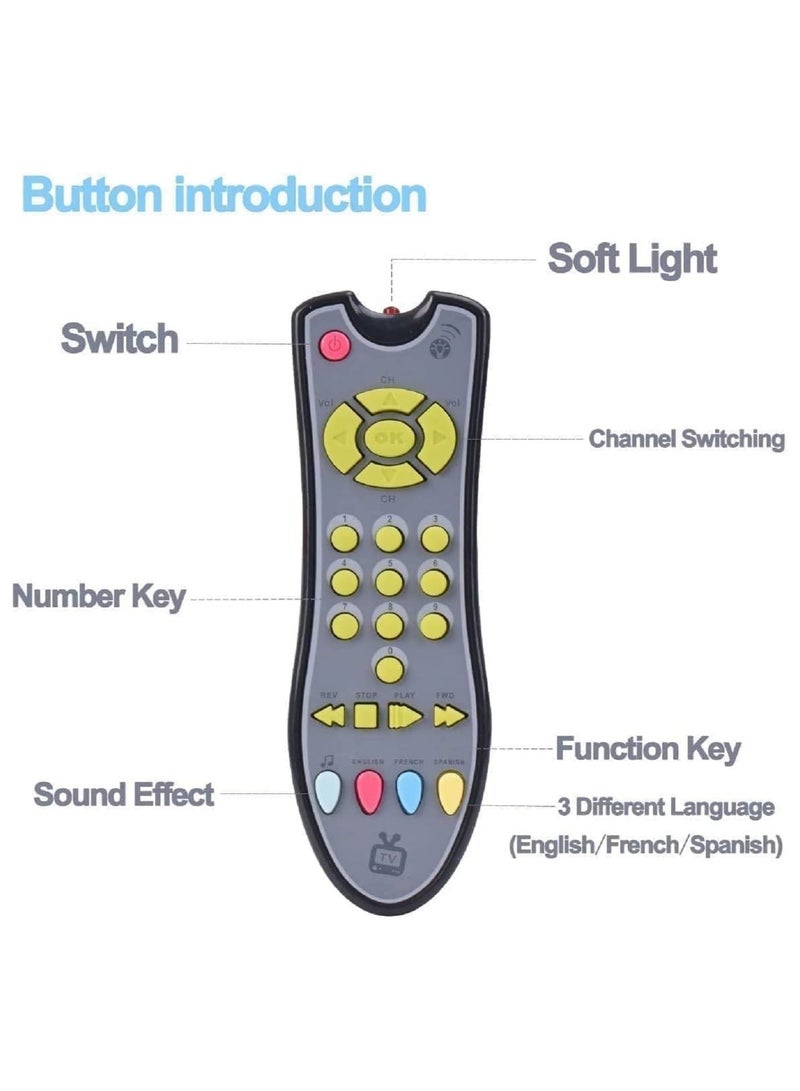 ZAITRO TV Remote Control Singing Baby Toy – Musical Early Learning Toy with Light & Sound | Multi-Language Remote for Babies 6+ Months | Interactive Language Development Toy for Boys & Girls | Perfect Gift for Infants (Grey) - Image 1