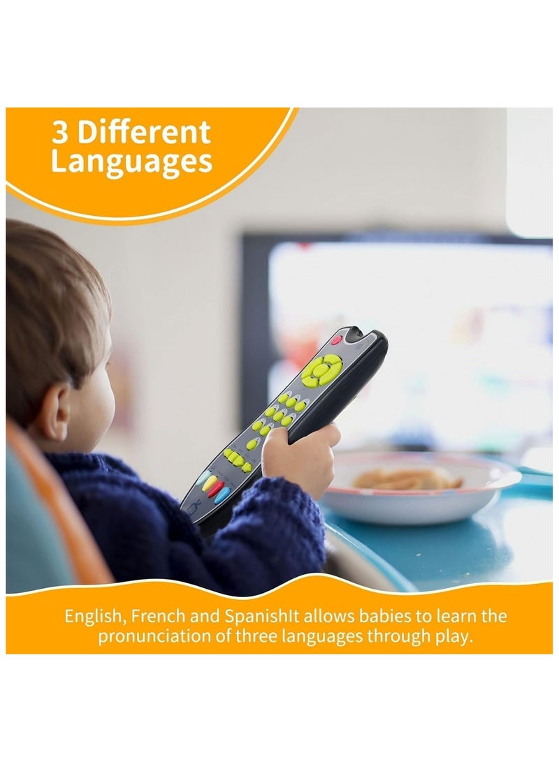 ZAITRO TV Remote Control Singing Baby Toy – Musical Early Learning Toy with Light & Sound | Multi-Language Remote for Babies 6+ Months | Interactive Language Development Toy for Boys & Girls | Perfect Gift for Infants (Grey) - Image 3