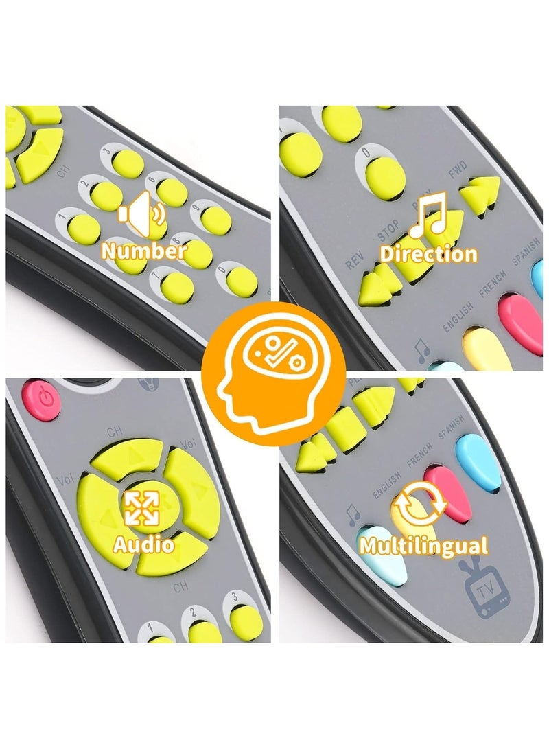 ZAITRO TV Remote Control Singing Baby Toy – Musical Early Learning Toy with Light & Sound | Multi-Language Remote for Babies 6+ Months | Interactive Language Development Toy for Boys & Girls | Perfect Gift for Infants (Grey) - Image 2