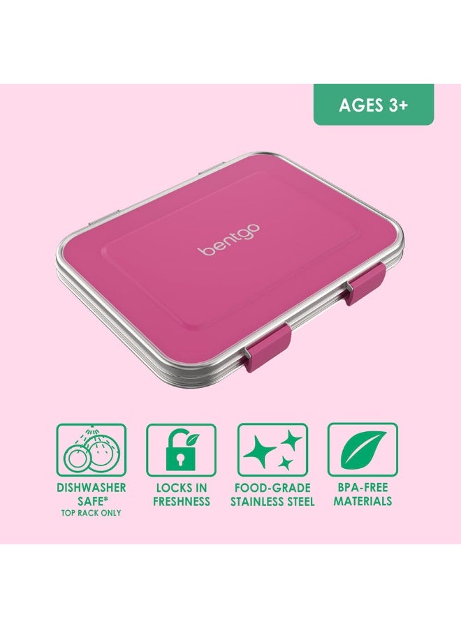 Bentgo Kids Stainless Steel Leak-Resistant Lunch Box Bento-Style with 3 Compartments & Bonus Silicone Container Eco-Friendly, Dishwasher Safe, BPA-Free - Image 3