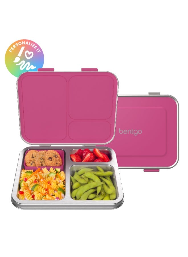 Bentgo Kids Stainless Steel Leak-Resistant Lunch Box Bento-Style with 3 Compartments & Bonus Silicone Container Eco-Friendly, Dishwasher Safe, BPA-Free - Image 1