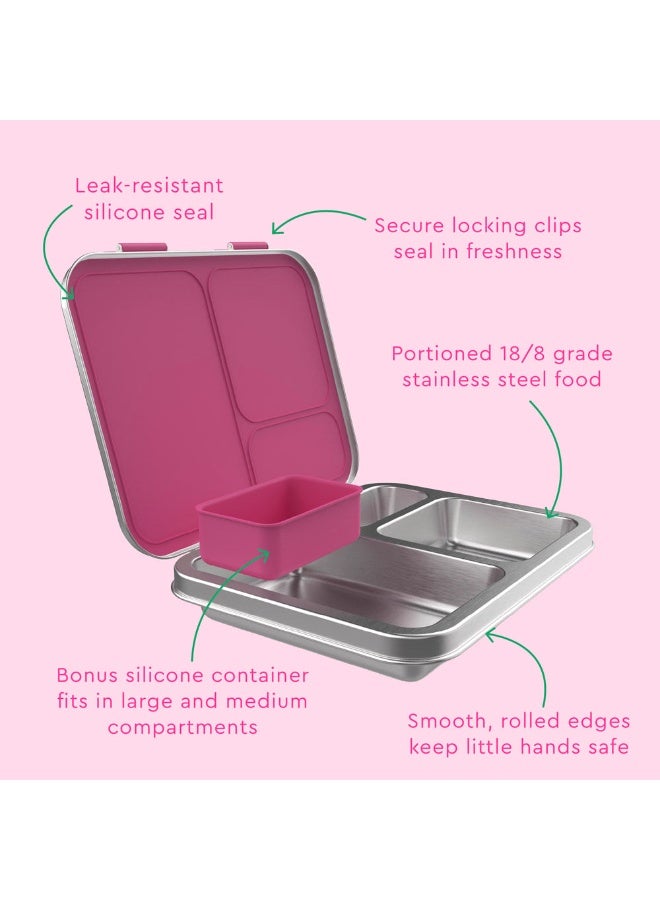 Bentgo Kids Stainless Steel Leak-Resistant Lunch Box Bento-Style with 3 Compartments & Bonus Silicone Container Eco-Friendly, Dishwasher Safe, BPA-Free - Image 5