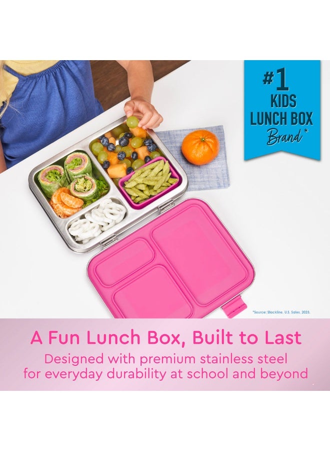 Bentgo Kids Stainless Steel Leak-Resistant Lunch Box Bento-Style with 3 Compartments & Bonus Silicone Container Eco-Friendly, Dishwasher Safe, BPA-Free - Image 2
