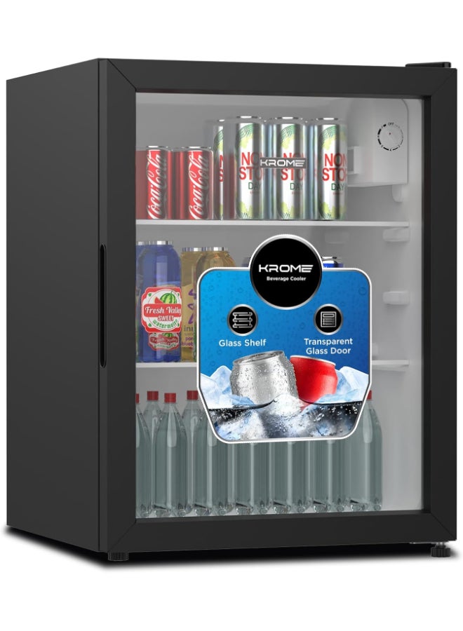 Krome Beverage Cooler, 90 L, Compact Design, Free Standing, Single Door, 2 Glass Shelves, Adjustable Feet, Mechanical Temperature Control, Environment-Friendly R600a 90 L 295 kW KR-BC90DM Black - Image 1
