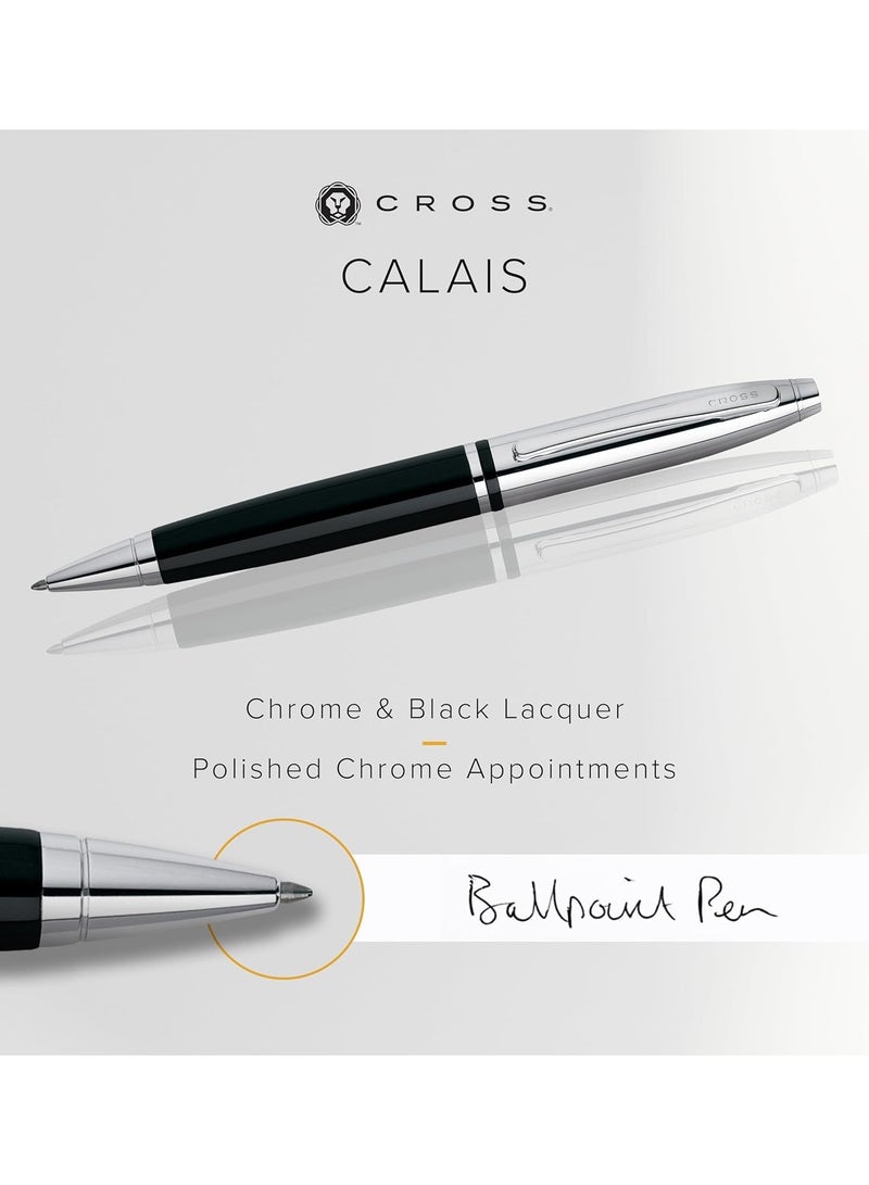 Cross 1-Piece Calais Ballpoint Pen In Gift Box Black Ink Black And Silver Barrel - Image 2