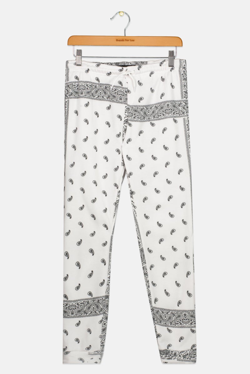 brooklyn Kids Girl Paisley Print Sweatpants, White  - Image 1