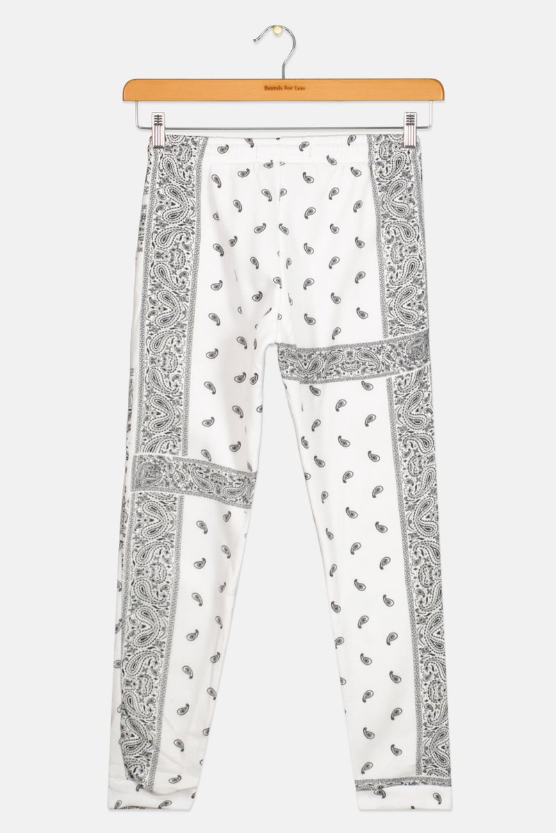 brooklyn Kids Girl Paisley Print Sweatpants, White  - Image 2