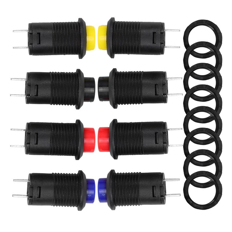 8 قطع من مفاتيح الضغط اللحظية المعدنية باللون الأحمر والأسود والأزرق لاستبدال الأجهزة - Image 2