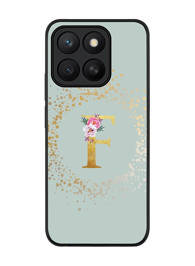 Stylizedd For Honor X8c Case,Slim fit Camera Protection, Shockproof Thin Phone cover  - Custom Monogram Floral - F  (Light Grey )