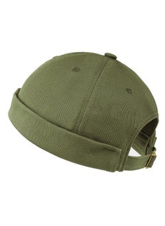 Big Size Brimless Beanie Cap,Fashion Soild Color Skull Cap,Fisherman Beanie Docker Hat Army Green