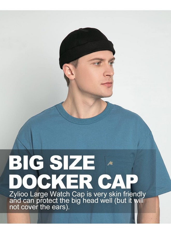 Zylioo - Big Size Brimless Beanie Cap,Fashion Soild Color Skull Cap,Fisherman Beanie Docker Hat Army Green - Image 1
