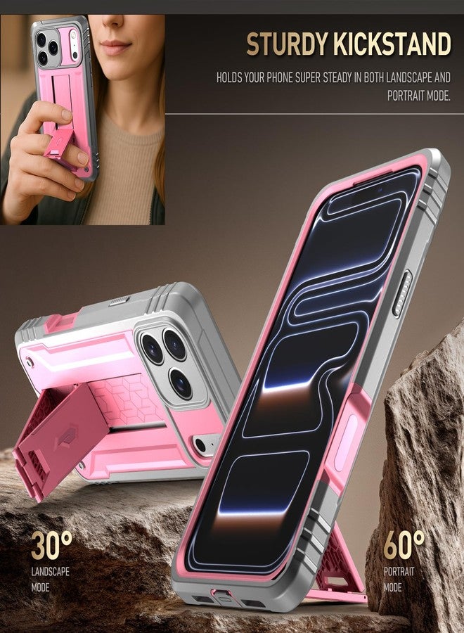 Poetic for iPhone 17 Pro Max Case with Camera Control Capture Button, [Built-in Stand] [Built-in Screen Protector] Full-Body Military Grade Rugged Phone Case for iPhone 17 Pro Max, Pink - Image 4