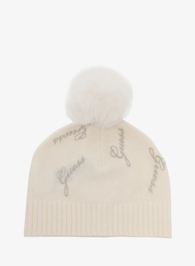 GUESS Kids Logo Pom Beanie