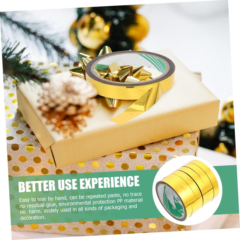 6 Rolls Golden Washi Tape Metallic Mirror Decorative Tape 1.5cm X 50m for Students Crafting and Packaging - Image 5