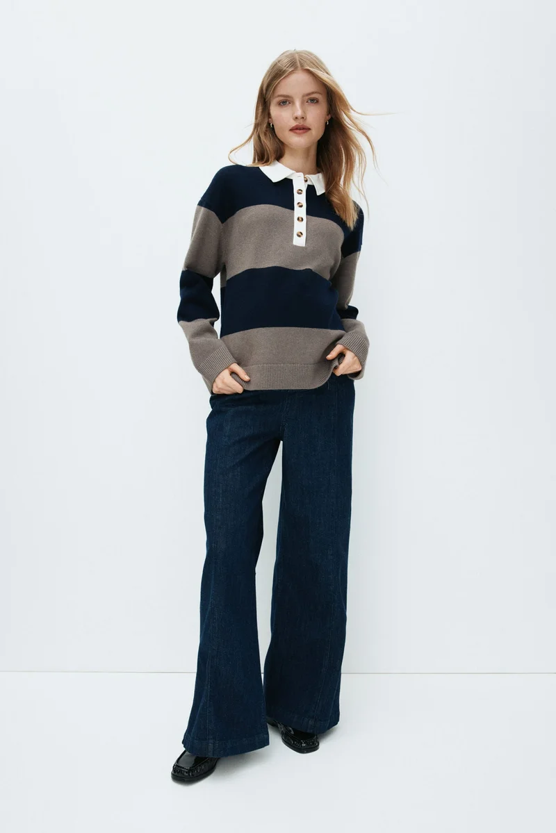 H&M  MAMA Wide High Jeans for Women | Best Price UAE