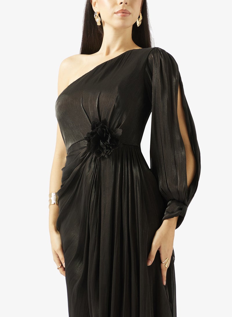 Iyra Mesh Floral Detail Tiered Hem Dress - Image 4