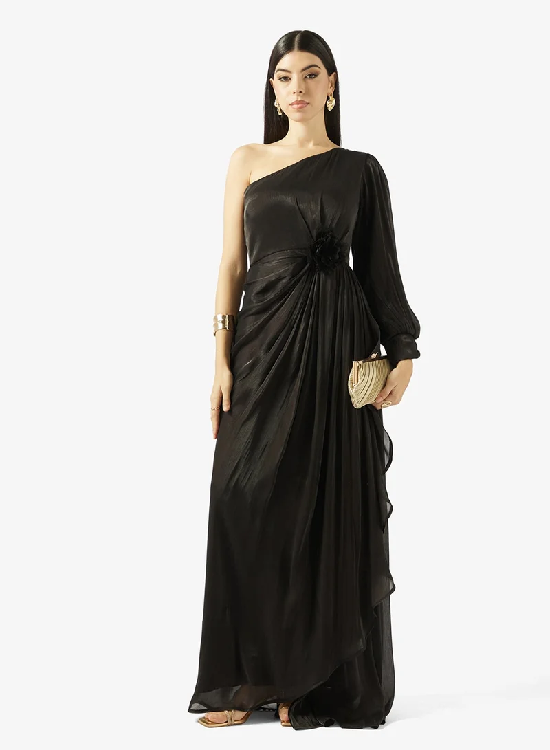 Iyra Mesh Floral Detail Tiered Hem Dress