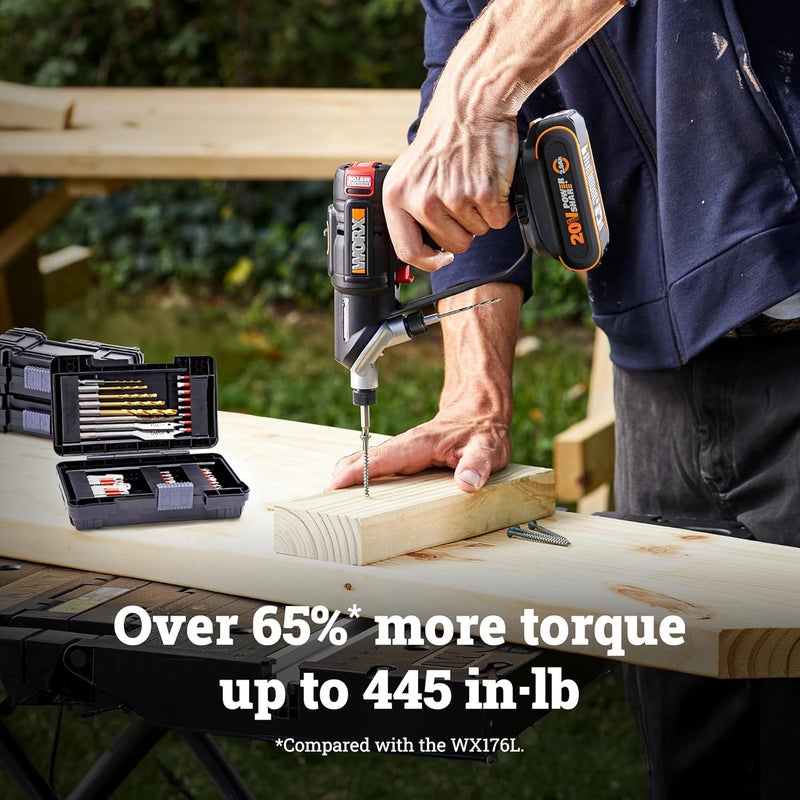 Nitro 20V SwitchDriver 2.0 with 85 pc Accessory Kit, 2-in-1 Brushless Cordless Drill Driver, Drill Set Rotatable Dual 1/4" Chucks, WX177L.2 – (Battery & Charger Included) - Image 2