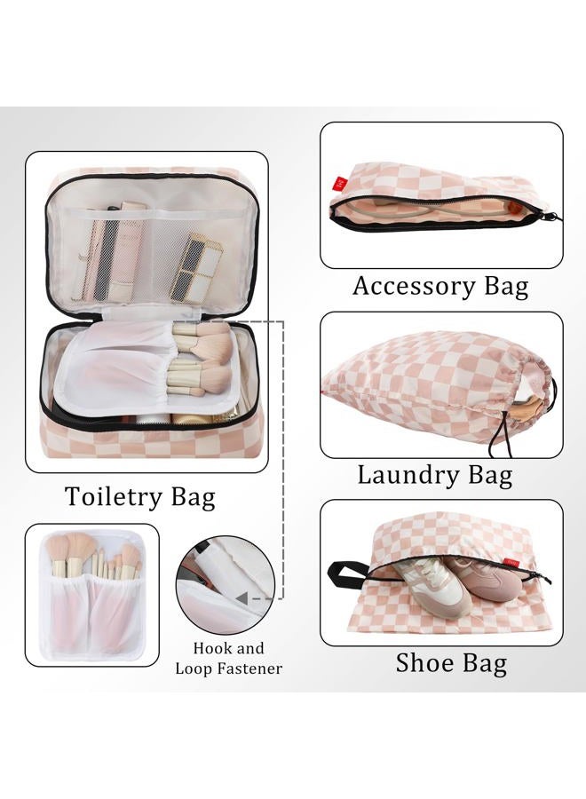 U+U 4Set/6Set/8Set/10Set Compression Packing Cubes - Ultralight Travel Organizers, Space-Saving Suitcase Organizer for Travel, Business Trip and Family Vacation, Khaki Checkered, 10 Set, 10 Set - Image 4