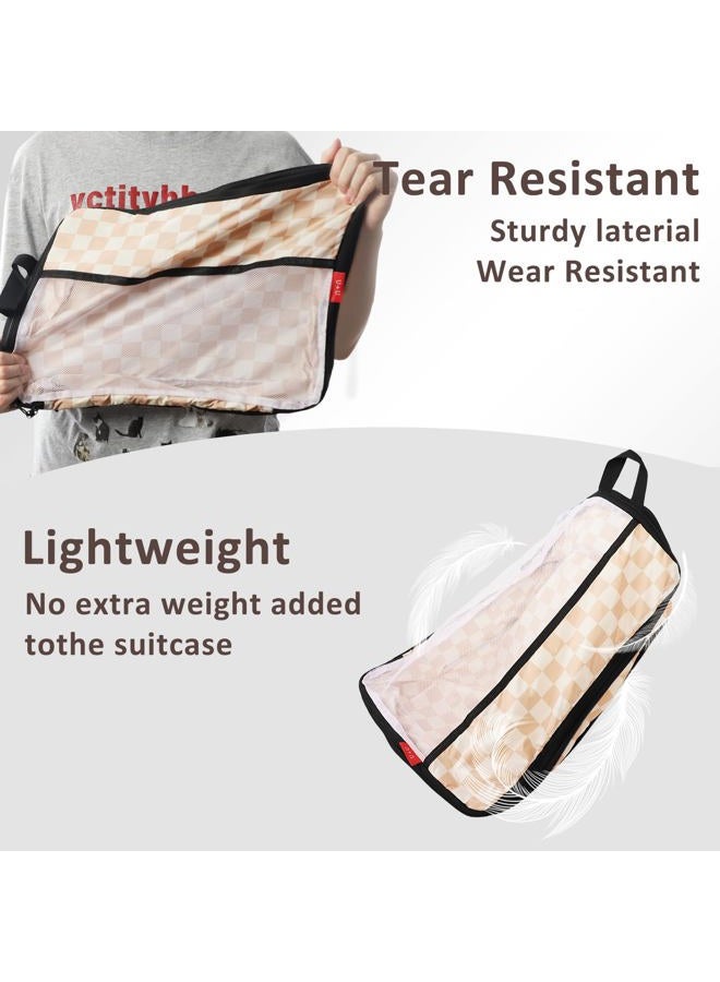 U+U 4Set/6Set/8Set/10Set Compression Packing Cubes - Ultralight Travel Organizers, Space-Saving Suitcase Organizer for Travel, Business Trip and Family Vacation, Khaki Checkered, 10 Set, 10 Set - Image 5