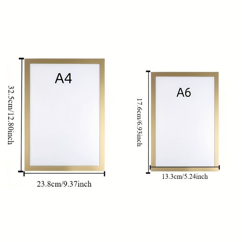 7pcs A4 Magnetic Self Adhesive Photo Frames New Champagne Golden 12 8x9 37 Inches Portable Wall Mounted Plastic Document Display For Photos Magnetic Whiteboards Minimalist Decor No Screws Installation Required - Image 5