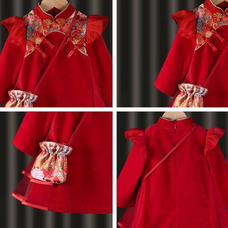 Girls' Clothing Cheongsam Dress 2023 New Western Style Catch Week Banquet Dress Baby Girl'S One-Year-Old Dress - Image 5