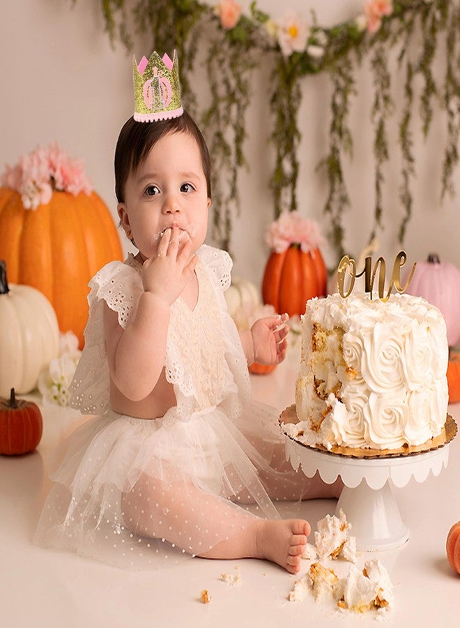 BOOMPA Girls Pumpkin Crown Hat for Birthday - Little Pumpkin First Birthday Crown - Pumpkin Themed Birthday Decorations - Baby's 1st Birthday Pumpkin Hat - Pumpkin Cake Smash Photo Prop - Image 5