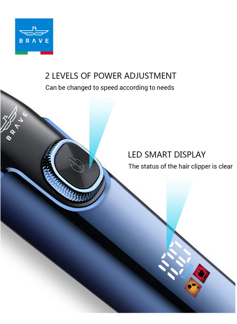 بريف ماكينة حلاقة الشعر وتقليم اللحية الاحترافية للرجال – طقم حلاقة لاسلكي قابل للشحن مع شفرة T، محرك بسرعتين، أمشاط قابلة للفصل (١مم/٢مم/٣مم)، شحن سريع USB-C، شاشة LCD، دقة من الفولاذ المقاوم للصدأ، للاستخدام المنزلي والصالونات - Image 4