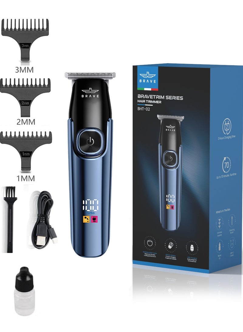 بريف ماكينة حلاقة الشعر وتقليم اللحية الاحترافية للرجال – طقم حلاقة لاسلكي قابل للشحن مع شفرة T، محرك بسرعتين، أمشاط قابلة للفصل (١مم/٢مم/٣مم)، شحن سريع USB-C، شاشة LCD، دقة من الفولاذ المقاوم للصدأ، للاستخدام المنزلي والصالونات - Image 1