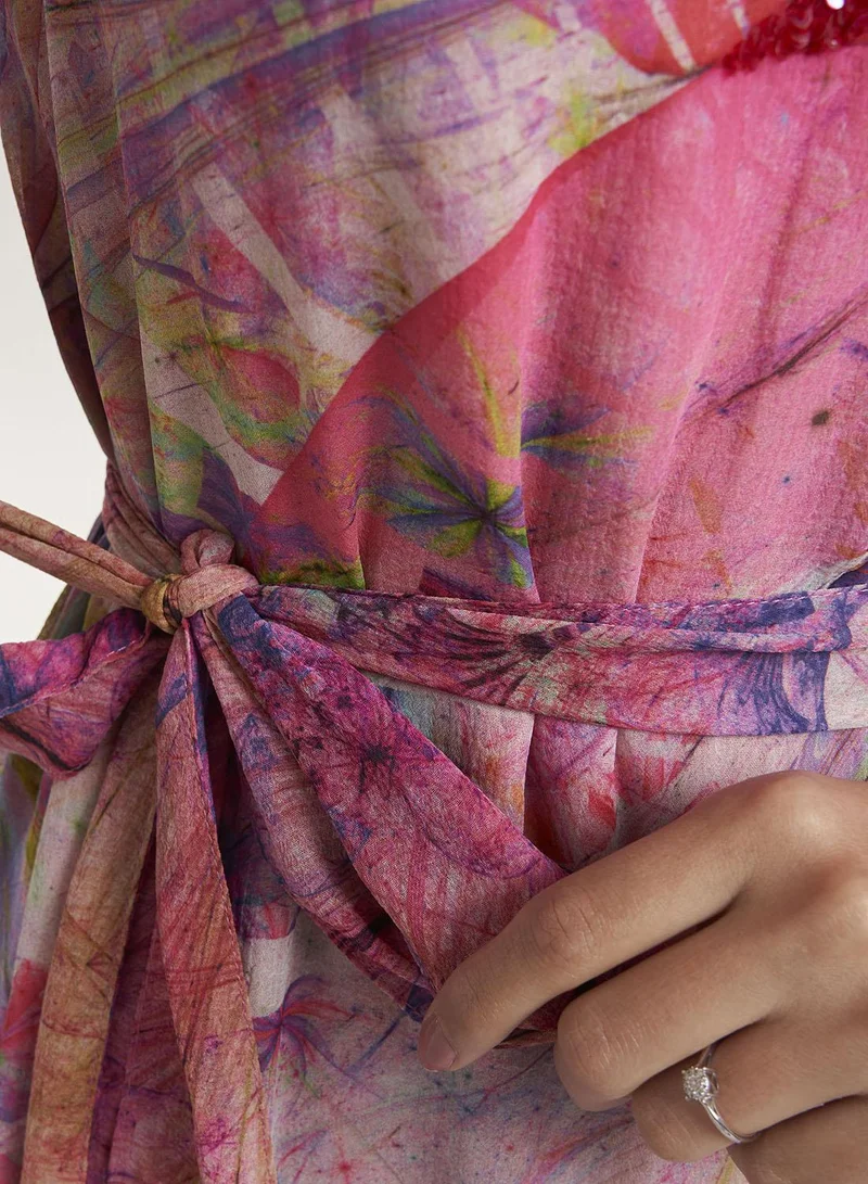 Kashkha  Multicolour Abstract Printed Chiffon Maxi Dress (VDM922) for Women | Best Price UAE