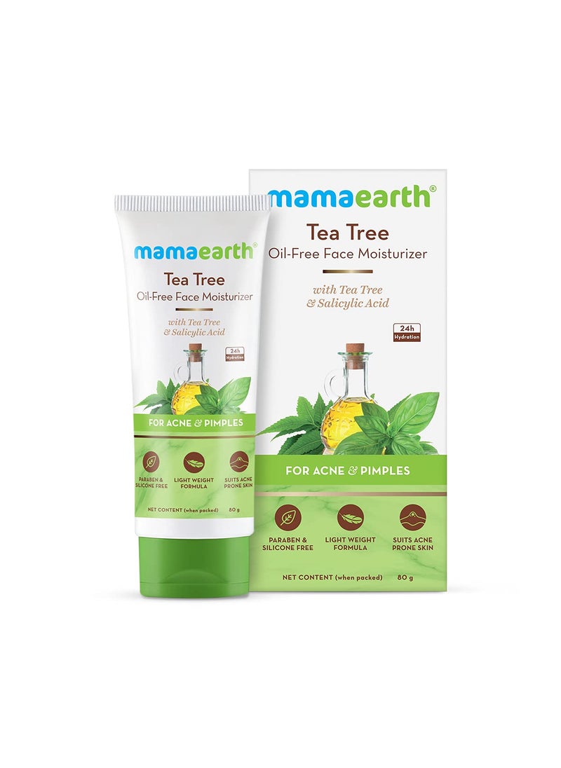 Mamaearth MAMAEARTH Tea Tree & Salicylic Acid Oil-Free Face Moisturizer | with Anti Acne & Anti Pimples Properties | Controls Oil & Gives Long Lasting Hydration | Non-Comedogenic | 2.71 Fl Oz/80 ml 