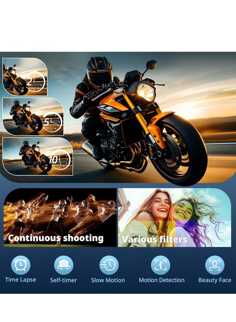 Lecran 4K 48MP Digital Camera with Flip Screen, 16X Zoom, Autofocus Compact Vlogging Camera for Photography & Video, Includes SD Card and 2 Batteries - Black - Image 2