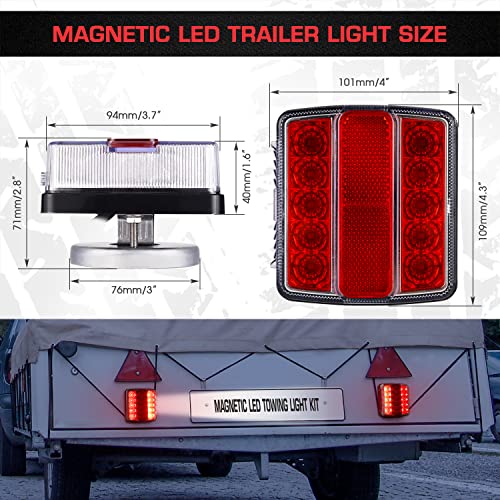 Linkitom Magnetic LED Trailer Towing Light Kit, 24ft Cable with 7 pin plug, IP68 Waterproof, DOT Approved - Image 4
