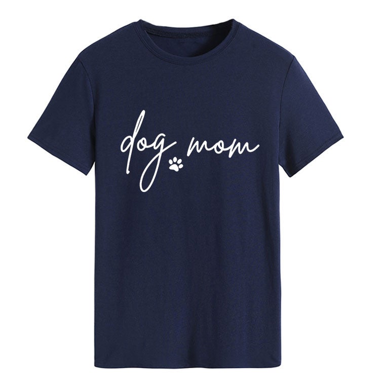 Dog Mom Dog Printed Letter Print Fashion Round Neck Loose Short Sleeve T-Shirt Female Independent Station - Image 1