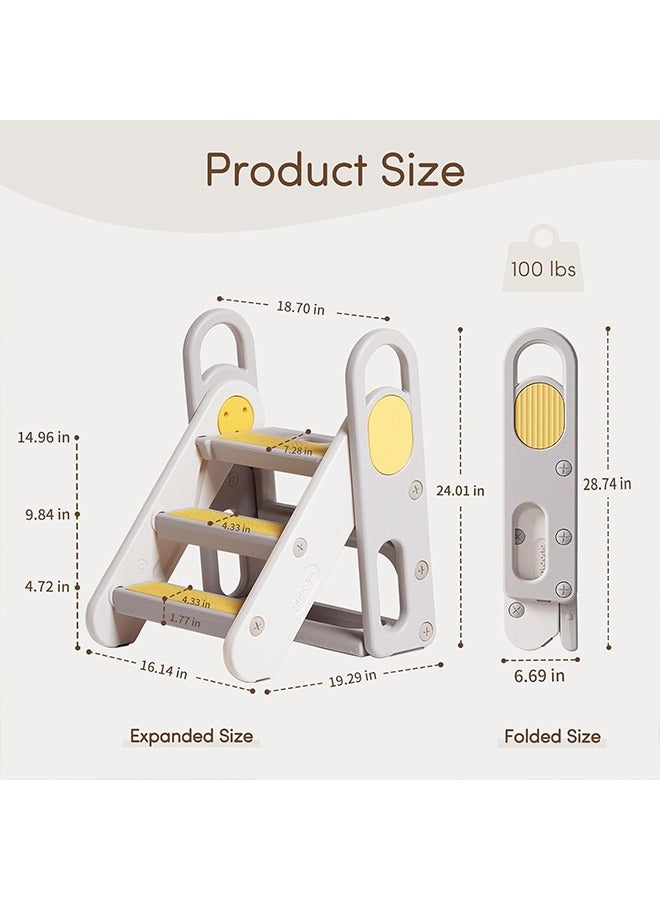 Beauenty 3 Step Stool for Toddler, Kitchen Bathroom Sink Helper Stool for Toddlers, Kids Toilet Potty Training Stool with Handles and Non-Slip Pads for 3-6 Kids (gray) - Image 3