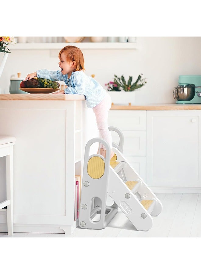 Beauenty 3 Step Stool for Toddler, Kitchen Bathroom Sink Helper Stool for Toddlers, Kids Toilet Potty Training Stool with Handles and Non-Slip Pads for 3-6 Kids (gray) - Image 5