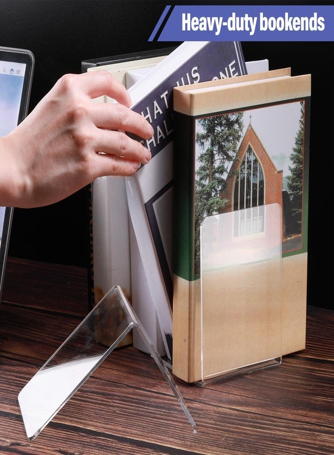 Yulejo 16 Pcs Book Ends Clear Acrylic Bookends for Shelves Heavy Duty Book End L Shaped Dividers Book Stopper for School Library Home Movies CDs File - Image 5