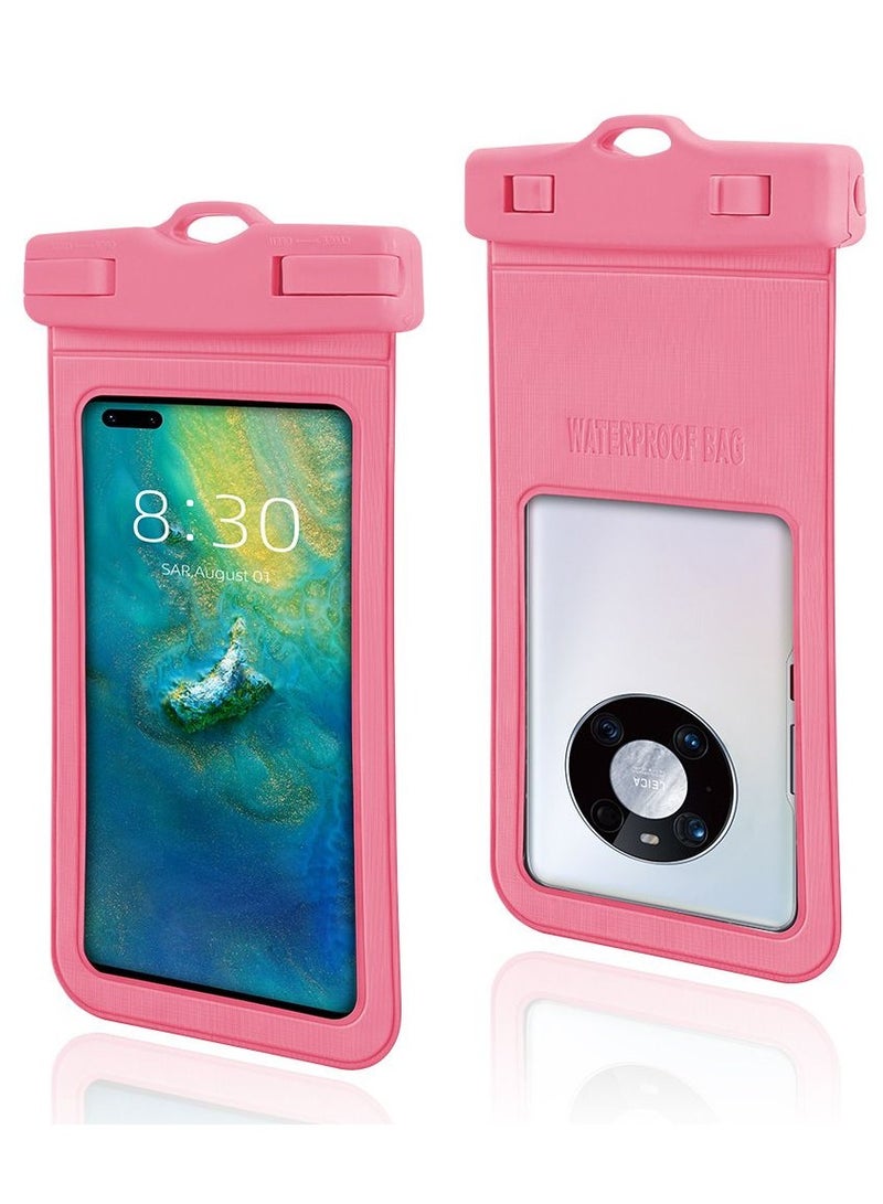 Cuken Waterproof Phone Bag Cover, Waterproof Phone Bag Universal  Waterproof Phone Case Dry Bag with Lanyard（pink） - Image 1