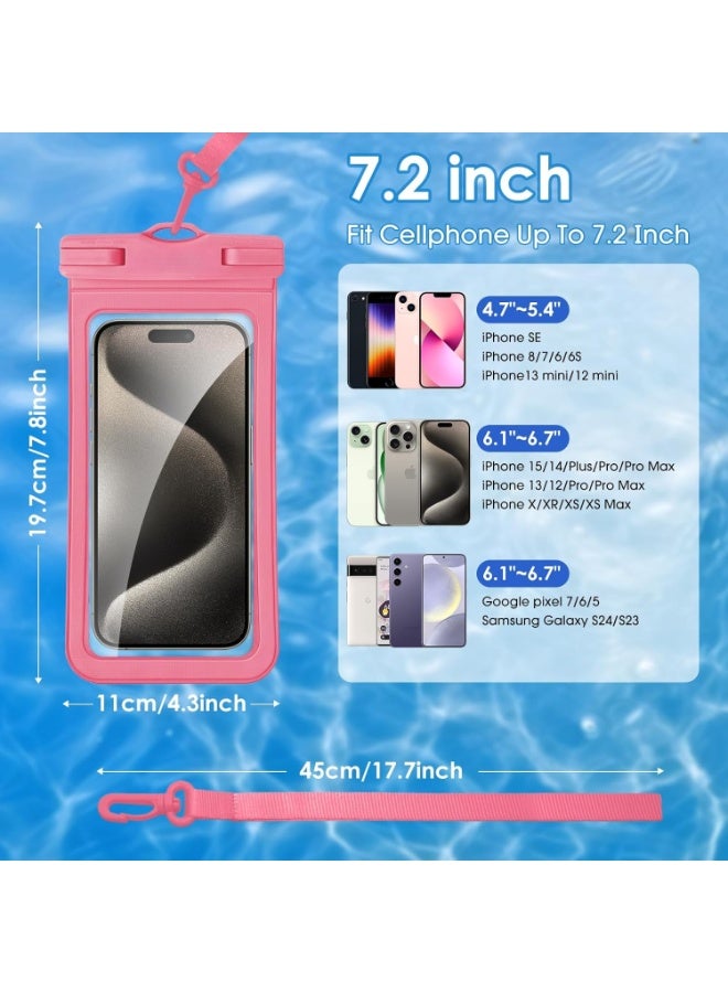 Cuken Waterproof Phone Bag Cover, Waterproof Phone Bag Universal  Waterproof Phone Case Dry Bag with Lanyard（pink） - Image 2