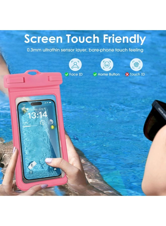 Cuken Waterproof Phone Bag Cover, Waterproof Phone Bag Universal  Waterproof Phone Case Dry Bag with Lanyard（pink） - Image 4