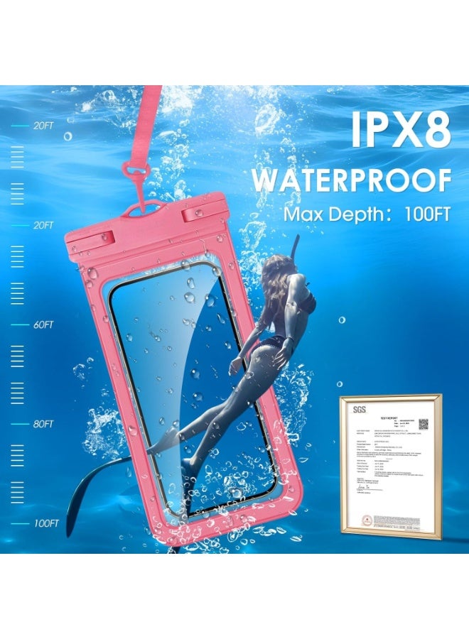 Cuken Waterproof Phone Bag Cover, Waterproof Phone Bag Universal  Waterproof Phone Case Dry Bag with Lanyard（pink） - Image 5