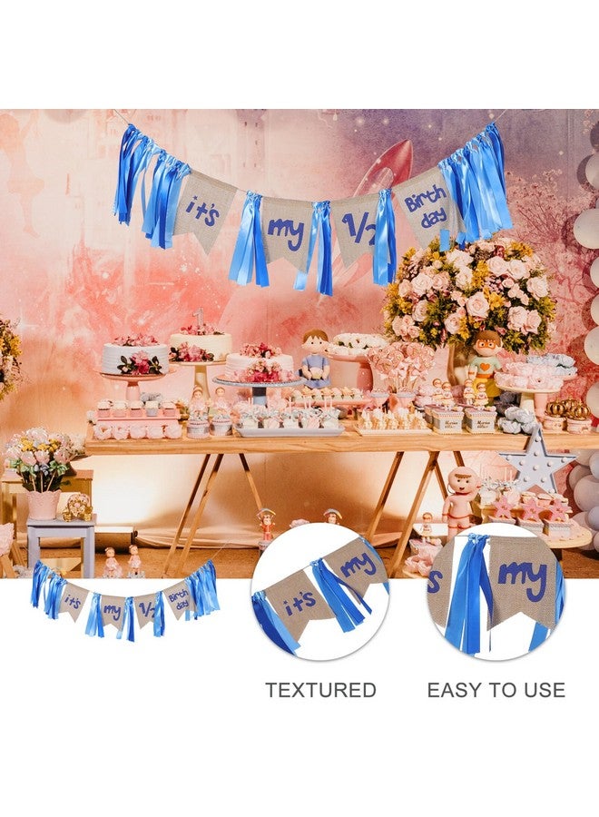 EXCEART Its My Half Birthday Banner Happy 6 Month Half Birthday Decorations Shower Sign for Boy Half Year Old Party Supplies - Image 3