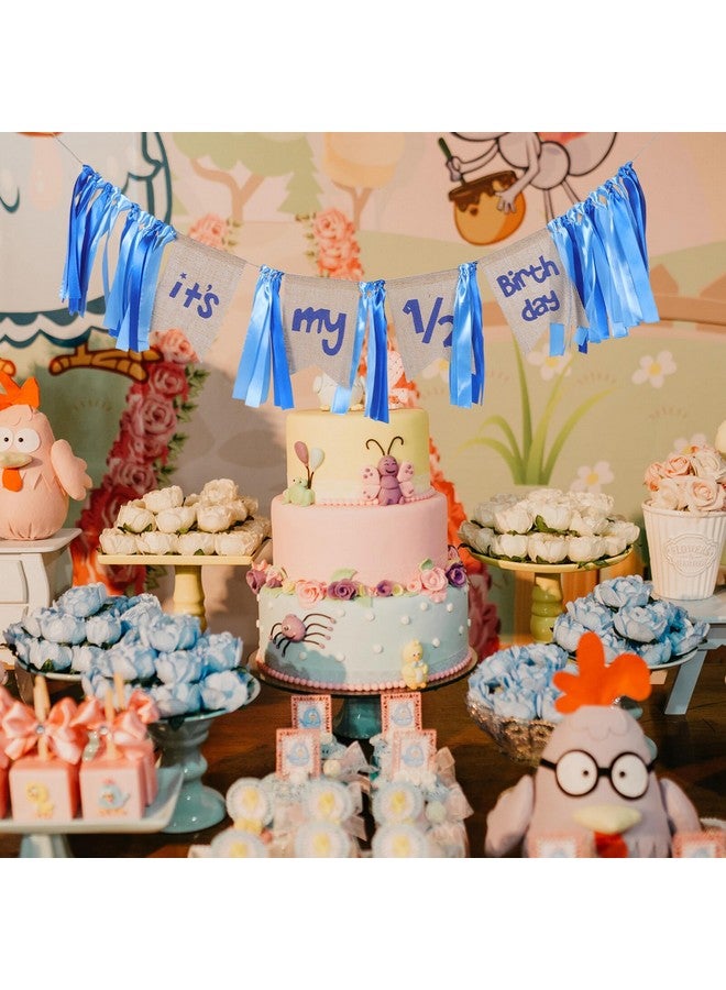 EXCEART Its My Half Birthday Banner Happy 6 Month Half Birthday Decorations Shower Sign for Boy Half Year Old Party Supplies - Image 2